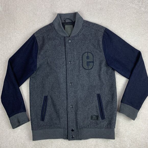 Y2K Etnies Dropout Wool Blend Bomber Jacket Size Medium - Picture 1 of 13